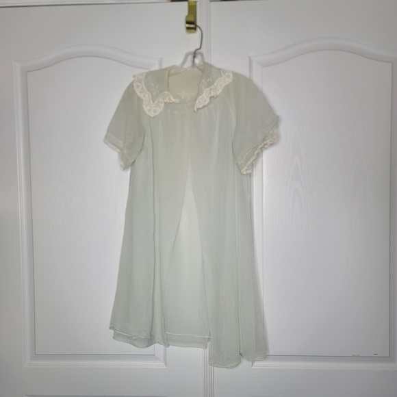 Vintage Other - Vintage Sheer 1950 Pajamas Robe Light green white lace Size Small / Medium